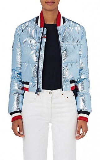 ROSSIGNOL Down-Quilted Crop Jacket | metallic light-blue bomber jackets - flipped