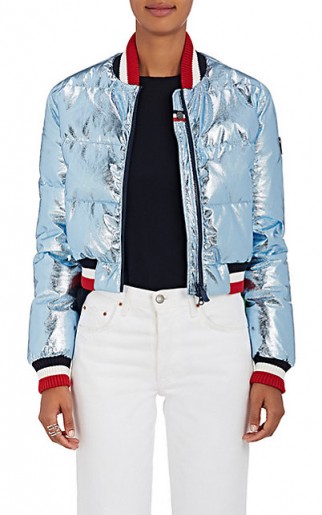 ROSSIGNOL Down-Quilted Crop Jacket | metallic light-blue bomber jackets