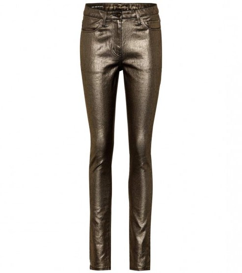 SAINT LAURENT Metallic skinny jeans / shiny gold tone pants - flipped