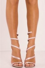 IN THE STYLE SAMELLA PINK SCULPTED WRAP AROUND HEELS – going out shoes