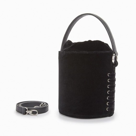 meli melo santina mini bucket bag black velvet - flipped
