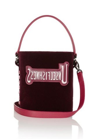 Meli Melo santina mini bucket bag bordeaux unselfishness / slogan handbags / dark red cylindrical/round crossbody bags - flipped