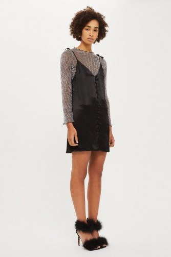 Topshop Satin Mini Slip Dress | black strappy cami dresses | LBD - flipped