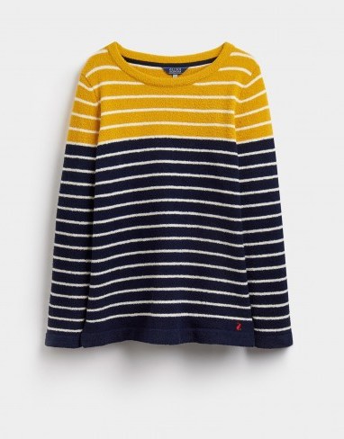 JOULES SEAHAM CHENILLE JUMPER / soft yellow and navy stripe Breton knit jumpers - flipped
