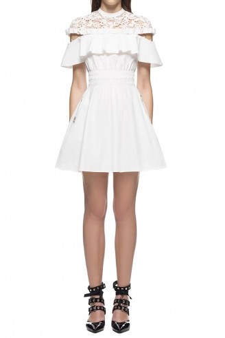 $278.00 SELF PORTRAIT HUDSON MINI DRESS WHITE - flipped