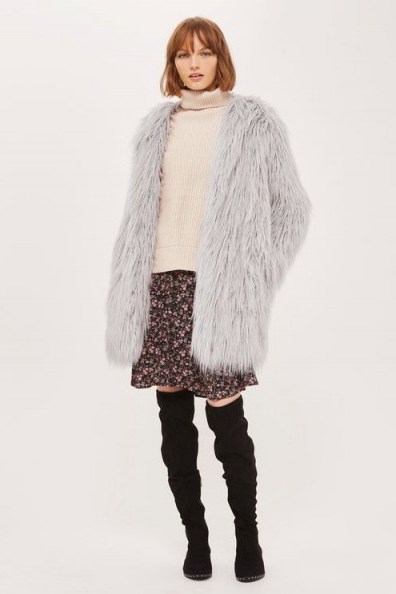 Story of Lola Shaggy Longline Coat | faux fur winter coats | fluffy glam jackets - flipped