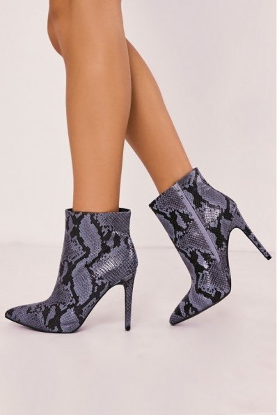 IN THE STYLE SHARENE SNAKE PRINT HEELED ANKLE BOOT ~ pointed toe boots - flipped