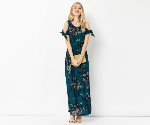OASIS SHIPWRECKED PRINT MAXI DRESS ~ long floral cold shoulder dresses - flipped