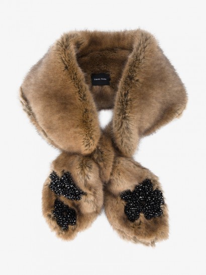 Simone Rocha Beaded Faux Fur Scarf ~ luxe scarves ~ glamorous winter accessories