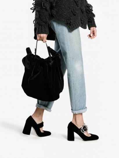Simone Rocha Double-Bow Velvet Shoulder Bag ~ large luxe handbags - flipped