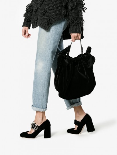 Simone Rocha Double-Bow Velvet Shoulder Bag ~ large luxe handbags