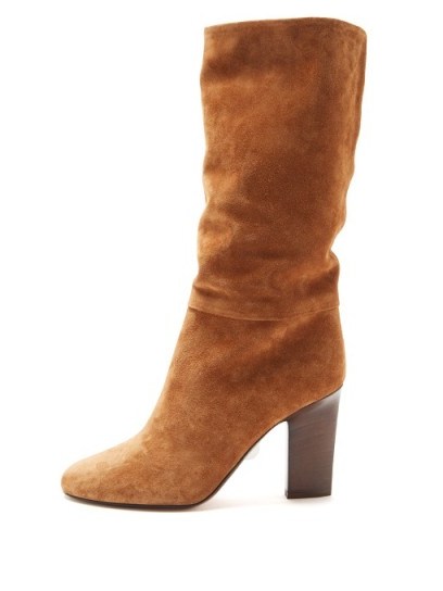 SAMUELE FAILLI Siria round-toe knee-high suede boots ~ tan-brown slouchy boot - flipped