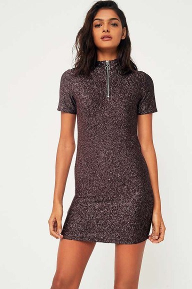 Sparkle & Fade Metallic Lurex Half-Zip Dress – weekend dressing - flipped