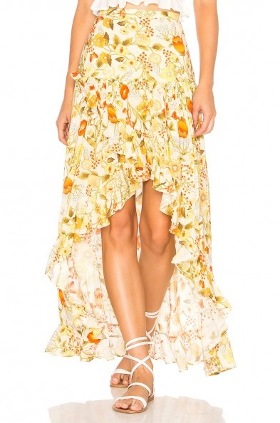 Spell & The Gypsy Collective SAYULITA FRILL SPLIT SKIRT | yellow floral skirts - flipped