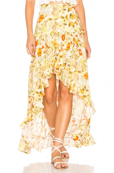 Spell & The Gypsy Collective SAYULITA FRILL SPLIT SKIRT | yellow floral skirts