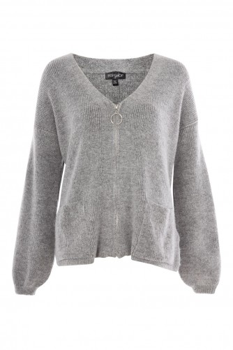 Topshop Stripe Cardigan | soft zip up cardigans | grey knitwear