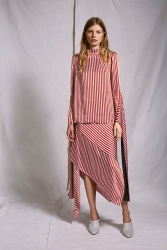 Topshop ~ Striped Knot Skirt by Boutique | asymmetric candy stripe skirts - flipped