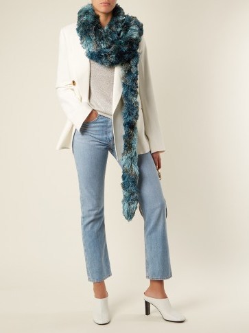 MISSONI Striped metallic-fringed scarf / shimmering blue scarves / winter accessories - flipped