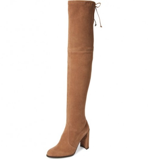 Stuart Weitzman Hiline Over the Knee Boot | nutmeg-brown suede boots | winter footwear - flipped
