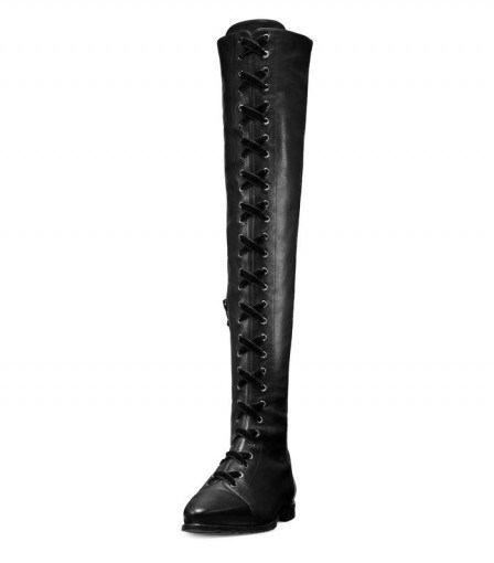 Stuart Weitzman SAGA front lace up over the knee boots - flipped