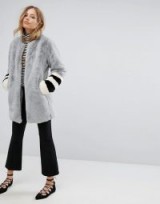 Suncoo Faux Fur Coat | chic grey fluffy coats