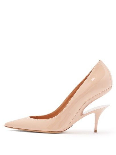 MAISON MARGIELA Suspended-heel patent-leather pumps ~ pint cut out heels - flipped