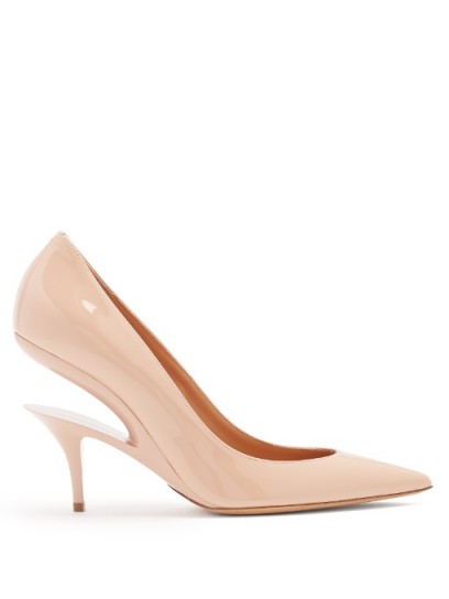 MAISON MARGIELA Suspended-heel patent-leather pumps ~ pint cut out heels