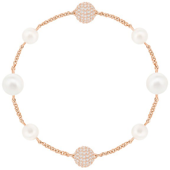 SWAROVSKI REMIX COLLECTION MIXED WHITE CRYSTAL PEARL, WHITE, ROSE GOLD PLATING – bracelets – jewellery - flipped