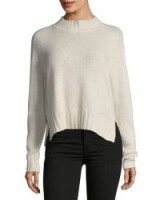 360Sweater Delanie Mock-Neck Pullover Cashmere Sweater | high neck side slit sweaters | cream jumpers