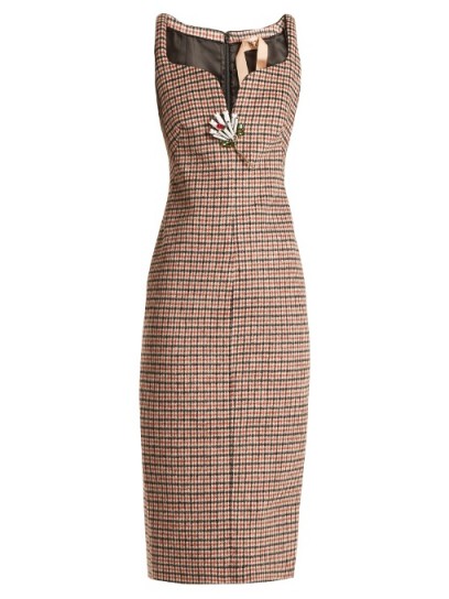 NO. 21 Sweetheart-neck checked dress – chic check print dresses – dogtooth