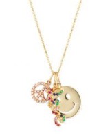Sydney Evan Peace, Love & Happiness Charm Necklace with Diamonds & Sapphires | gemstone necklace charms | luxe necklaces