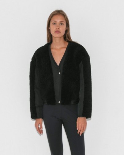 Alexander Wang TWILL BOMBER WITH SHEARLING - flipped