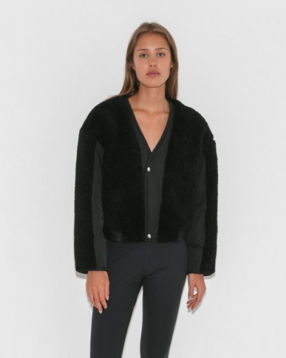 Alexander Wang TWILL BOMBER WITH SHEARLING
