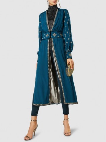 TALITHA‎ Tabia Silk-Crepe Embroidered Robe Jacket ~ luxe evening jackets - flipped
