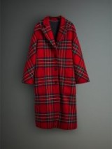 Burberry Tartan Double-faced Wool Cashmere Oversized Coat ~ red checked coats