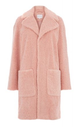 WAREHOUSE TEDDY FAUX FUR COAT / pretty pink winter coats - flipped