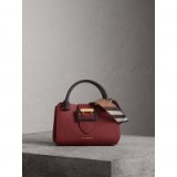 Burberry The Small Buckle Tote in Two-tone Leather / chic burgundy bags
