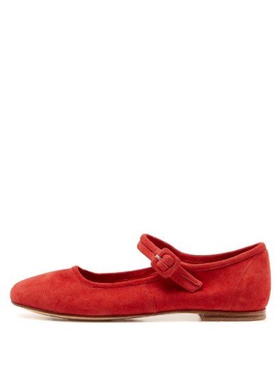 MARYAM NASSIR ZADEH Thelma suede ballet flats – red Mary Janes - flipped