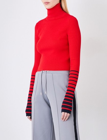 TOMMY HILFIGER Tommy Hilfiger x Gigi Hadid cropped turtleneck top | red high neck sweaters | polo neck jumpers - flipped