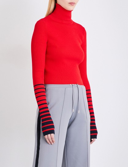 TOMMY HILFIGER Tommy Hilfiger x Gigi Hadid cropped turtleneck top | red high neck sweaters | polo neck jumpers