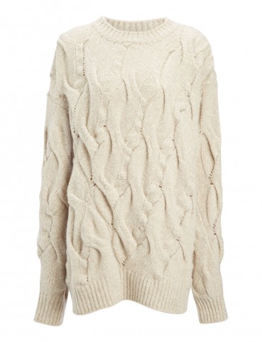 JOSEPH Twisted Cable Knit Sweater | oversized crew neck sweaters | neutral knitwear | chunky jumpers