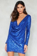 Nasty Gal Upside Down Sequin Dress – blue shimmering going out dresses