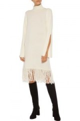 IRIS AND INK Valentina fringed wool-blend sweater dress – ivory knitted dresses