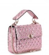 NEW ARRIVAL VALENTINO Valentino Garavani Rockstud Spike metallic leather shoulder bag / pink shiny bags / quilted handbags