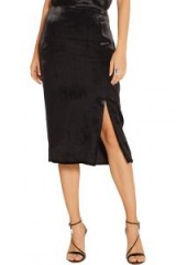 JASON WU Velvet midi skirt – black front slit skirts
