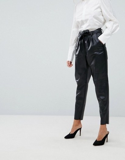 Vero Moda Leather Look Trousers | high waist tapered pants - flipped