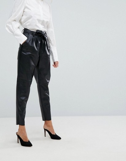 Vero Moda Leather Look Trousers | high waist tapered pants