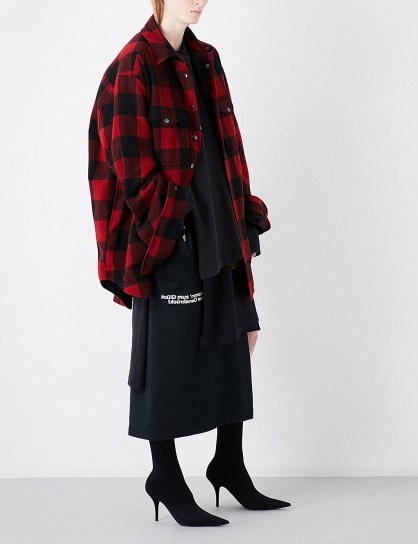 VETEMENTS Flannel wool-blend shirt / oversized red check shirts - flipped
