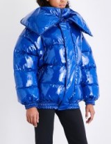 VETEMENTS Miss Webcam shell puffer jacket | glossy blue padded jackets