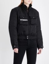 VETEMENTS Police Woman reversible shell and wool-blend jacket | black designer winter jackets